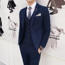 (Blazer Weste Hosen) 2024 neue gestreifte Hochzeits anzüge für Männer dreiteilige Business Casual Party Multi-Anlass schlanke Kleid