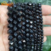 Facettierte natürliche schwarze Achate Onyx Spacer lose Perlen 14" Strang 6/8/10MM DIY Charms Armband Halskette für die Schmuckherstellung