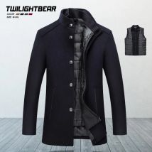 Winter männer Wolle Mantel Solide Stehkragen Wolle Mantel Abnehmbare Liner Verdicken Oberbekleidung männer Kleidung Vater Mäntel A4F997