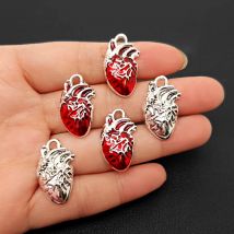 5pcs 25*14mm Human Heart Organ Charms Science Medicine Anatomical Pendant Biology Jewelry Finding.DIY.charms for jewelry making