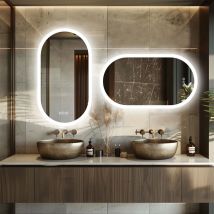 Specchio da bagno a LED intelligente retroilluminato: specchi antiappannamento ovali dimmerabili a 3 colori con memoria luminosa-IP65 CRI95 grande montaggio a parete