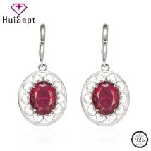 HuiSept Frauen Ohrringe 925 Silber Schmuck mit Smaragd Rubin Edelstein Tropfen Ohrringe Zubehör für Hochzeit Party Versprechen Geschenke