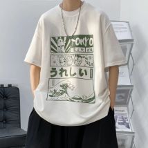 Privat hinker Anime Tokio Männer T-Shirts japanische übergroße Mode männlich lässig Kurzarm Tops lose Sommer Harajuku T-Shirt