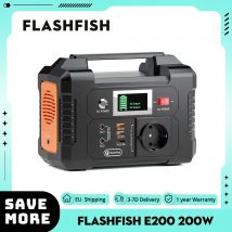 FlashFish E200 200W Estación de energía portátil Batería de litio de 151Wh 1 salida de onda sinusoidal pura AC220V para RV Camping Van