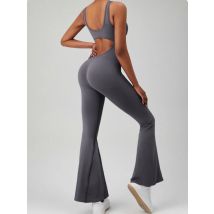 Mode Lässig Nahtlose Overalls Ein Stück Sport Fitness Yoga Overalls Frauen Ärmellose Backless Flare Hosen Schlank Gym Body