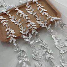 2 jardy / partia Białe czarne liście Koronkowe wykończenia DIY Rzemiosło tkaninowe