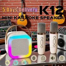 Przenośny system karaoke K12 Bluetooth 5.3 z głośnikami PA i bezprzewodowymi mikrofonami, idealny do śpiewania w domu, na rodzinnych imprezach i jako prezent dla dzieci.