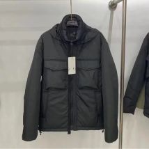 Men's Winter New Fashion Solid Color Zipper Cotton Clothing, Casual Pocket Decoration Standing Collar Warm Cotton-padded Clothes