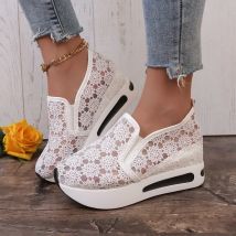 Mit weißen Spitze Blumen Design frauen Turnschuhe 2025, Herbst Neue Mesh Atmungsaktive Slip auf Frauen Müßiggänger Schuhe Zapatillas De Mujer