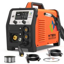 HITBOX Welding Machine HIM250 DPP 180A MIG Gas/Gasless /MMA/Lift TIG IGBT Inverter Welders Double Pulse Aluminum Welder MIG