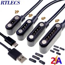 1Pair Magnete Pogo Pin Connettore 2 3 4 6 Pin 2A Impermeabile Pogopin Maschio Femmina 2.54 MM USB Tipo C Caricato a Molla Cavo di Alimentazione DC