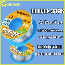 MECHANIC 2Pcs/Lot HBD-366 40g Lead Free Low Temperature Solder Wire High Purity for Motherboard PCB Repair 0.3/0.4/0.5/0.6/0.8mm