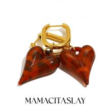 MamacitaSlay 316L Stainless Steel Acrylic Leopard Heart Hoop Earrings 18K Gold Plated Waterproof Jewelry Women's Unique Earrings