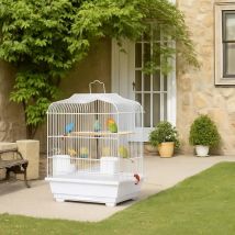 Vogelträger-Reisekäfig, tragbarer Vogelkäfig aus Metall mit Vogelstange und Futterbehälter für Papageien, Wellensittiche, Turteltauben, Sittiche