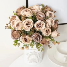 Rose Künstliche Blumenstrauß Seidenrosen Hochzeit Zuhause Tischdekoration Ordnen Sie gefälschte Pflanzen Valentinstag Geschenkzubehör