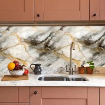 60 cm selbstklebende PVC-Marmor-Tapete – ölbeständig, wasserdicht, leicht zu reinigende Küchendekoration, luxuriöser Heimaufkleber für moderne Räume