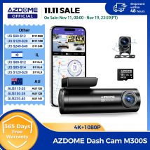 AZDOME M300S 4K Dash Cam Front and Rear, Built-in ADAS WiFi GPS Dash Camera for Cars, Free 64GB Card, Voice Control, Night Visio