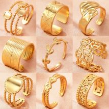 Edelstahl Ringe Neue Geometrische Hohl Einstellbar Offene Liebhaber Ring Mode Licht Luxus Ring Für Frauen Schmuck Hochzeit Geschenke