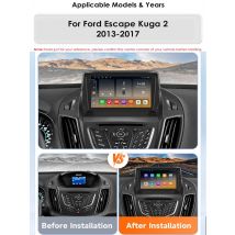 Hizpo Car Radio 2 Din Multimedia Player For Ford Kuga 2 Escape 2013-2017 9'' Android Auto Stereo GPS Navigation DSP RDS AI Voice