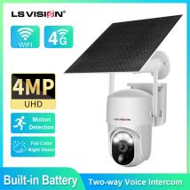 Telecamera di sicurezza LS VISION 4G/WIFI 4MP con pannello solare monitoraggio della protezione di sicurezza Wireless per esterni, telecamera PTZ con batteria integrata