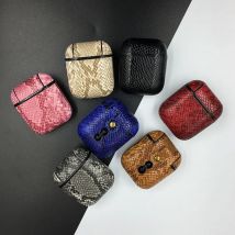 Luxus Schlange Haut PU Leder Kopfhörer Fall Für Apple AirPods Kopfhörer Stoßfest Schutzhülle Für AirPods 1 2 Lade Fall