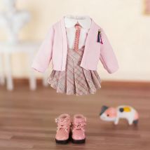 Ob11 Kleidung niedliche Schuluniform Strickjacke Hemd Krawatte Plaid Falten rock Set für obitsu11, gsc, p9, ymy, 1/12bjd Puppe Zubehör
