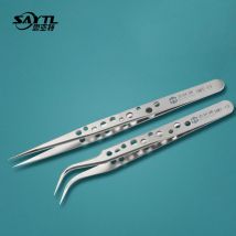 SAYTL Electronics precision tweezers Curved Straight Tip Anti-static ESD Stainless Steel Forceps SMD Phone Repair Hand Tools