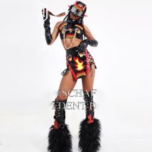 Sexy Gogo Dance Kostüm Pole Dance Flamme Outfit Frauen Leistung Kleidung Bar Nachtclub Dj Ds Bühne Rave Kleidung XS9245