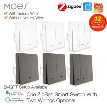 MOES inteligentny włącznik światła Tuya ZigBee nie ma neutralny drutu nie kondensator potrzebne