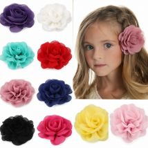 Einzelhandel 8,5 cm Neugeborenen Chiffon Blütenblätter Mohn Blume Haar Clips Gerollt Rose Stoff Haar Blumen Für Kinder Mädchen Haar Zubehör