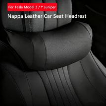 Car Seat Headrest For Tesla Model 3/Y Juniper 2019-2026 Nappa Leather Seat Headrest Protector Neck Pillow Car Interior Supplies