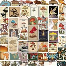 50PCS Vintage Pilz Aufkleber Nostalgie PVC Mode Laptop Wand Telefon Ästhetische DIY Dekoration Weihnachten Telefon Aufkleber ﻿