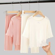Mädchen Eis Seide Set Dünne Kinder Homewear Kleidung Sommer Kinder Klimaanlage Kurzarm Kinder Sets Mädchen Pyjamas Outfit