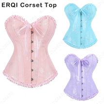 Vollbrustkorsetts Bustiers Sexy Satin-Korsett für Frauen Blumendruck Renaissance-Korsett Hochzeitskostüme Partyshows