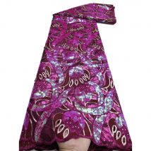 Fashion 2024 High Quality African Nigerian Embroidery Lace Fabric Tulle Wedding Party Dress Guipure Water Soluble Sequins 5Yards