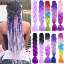 24 ''100G Synthetische Jumbo Flechten Haar Ombre Regenbogen Haar Extensions Festival Jumbo Häkeln Haar Weben Box Zöpfe Haarteile