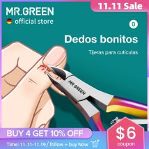 MR.GREEN-cortaúñas coloridas para cutículas, tijeras de manicura para uñas, recortador, removedor de piel muerta, herramienta de acero inoxidable