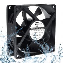 SXDOOL 80 mm DC 12 V wasserdichter IP68-Lüfter, 80 x 80 x 25 mm Hochgeschwindigkeits-CFM 3600 U/min, für Computergehäuse, Schränke, PC-Kühler