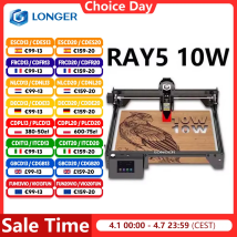 Grabador láser LONGER RAY5 de 10W, 0,06x0,06mm, pantalla táctil láser, tallado sin conexión, Chipset de 32 bits, área de trabajo de 400x400mm