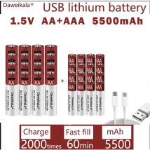 wiederaufladbare AA 1,5 V 5500 mAh / 1,5 V AAA 5500 mAh Lithiumbatterie Taschenlampe Spielzeuguhr MP3-Player Lithiumbatterie Ersatz