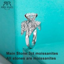 AnuJewel 4cttw Moissanite Angel Wing Rings Engagement Ring D Color VVS1 Lab Created Diamond Wedding Ring For Women Gifts Jewelry