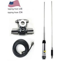 HUAHONG HH-9000 Mobile Antenna Quad Band with RB-400 Antenna Clip Mount 5 Meter Cable for TYT TH-9800 QYT KT-7900D Car Radio