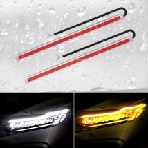 MODERN CAR Dynamic 2Pc DRL LED Strip Turn Signal Light Yellow Elastyczny kierunkowskaz Światło do jazdy dziennej do reflektorów samochodowych