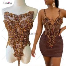 Rhinestone Embroidery Applique Body for Wedding Dress WDP-295 Popular Choice - Elegant Embellishment for Brides