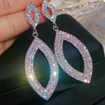 Glänzende Voller Strass Baumeln Ohrringe für Frauen Bijoux Geometrische Tropfen Ohrringe Bricons Weibliche Hochzeit Schmuck Zubehör