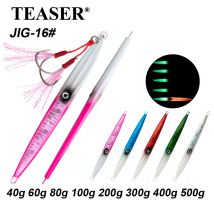 TEASER J16 40g-100g Metall Sinking Jigbiat Salzwasser Karpfen Hecht Peche Jig Spinner Köder Angeln Meer-brasse Jigging Köder mit Haken
