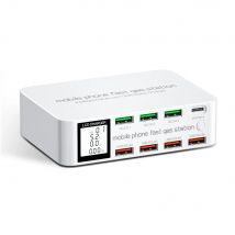 ASOMETECH Multi Ports USB Type C PD Fast Charger LED Display Quick Charge Desktop Charging Station for iPhone 17 Samsung Xiaomi