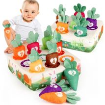 Gioco di raccolta delle carote per bambini Gioco Montessori in cotone Forma Classificazione dei colori Riconoscimento puzzle abbinato 0-3 Giocattolo puzzle per bambini