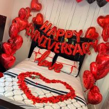 16 teile/los Glücklich Jahrestag Brief Folien Ballons Banner Hochzeit Braut Dusche Jahrestag Party Dekorationen Luft Globos Liefert