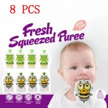 8 Stück Baby-Komplementäre Lebensmittelbeutel, wiederverwendbar, 150 ml, selbstgemachte Obstpüree-Beutel, versiegelt, zufällig, nachfüllbar, Schraubenabdeckung für den Außenbereich